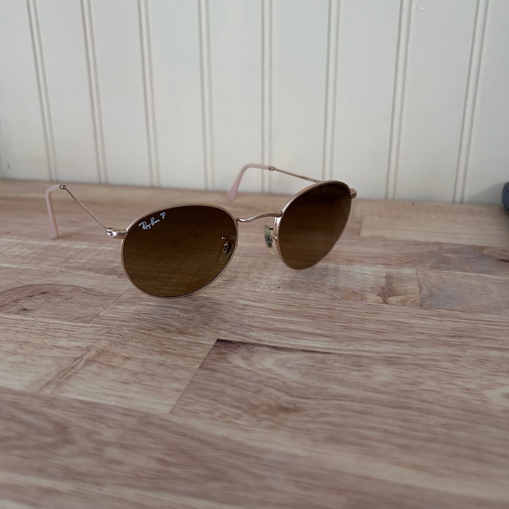 Ray-Ban Gold Frame Sunglasses with Brown Lenses